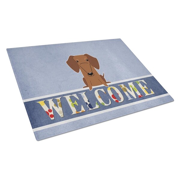 Carolines Treasures Dachshund Red Brown Welcome Glass Cutting Board Large - BB5711LCB