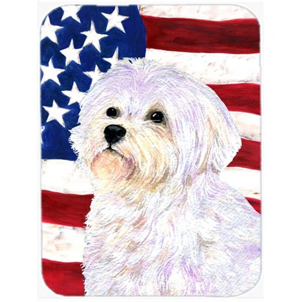 Carolines Treasures Carolines Treasures SS4043LCB USA American Flag With Maltese Glass Cutting Board - Large - SS4043LCB