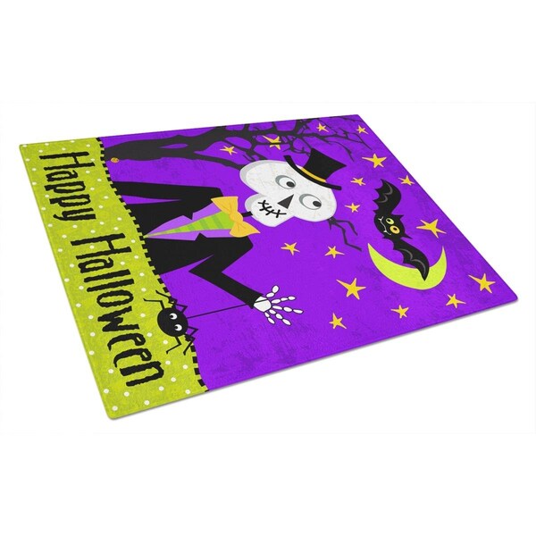 Carolines Treasures Happy Halloween Skeleton Glass Cutting Board Large - VHA3014LCB