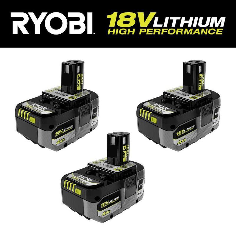 Batería de alto rendimiento de iones de litio RYOBI ONE+ 18V 4.0 Ah (paquete de 3) - PBP004-3