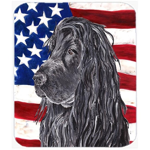 Carolines Treasures Carolines Treasures SC9513LCB 15 X 12 In. Cocker Spaniel Black USA American Flag Glass Cutting Board Large Size - SC9513LCB