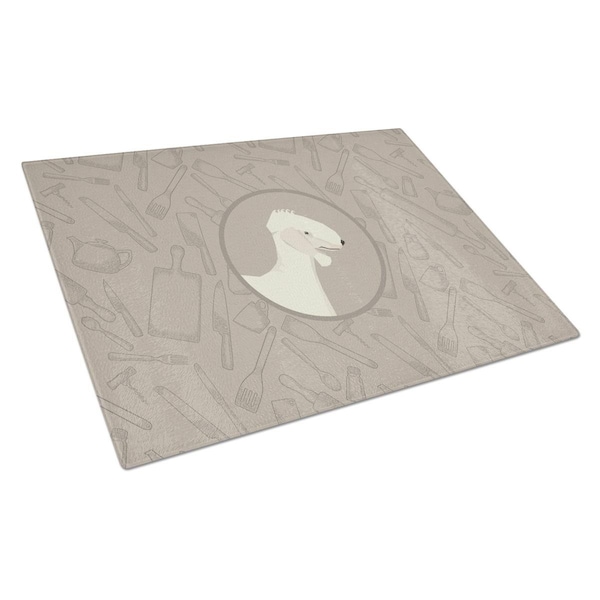 Carolines Treasures Bedlington Terrier in the Kitchen Glass Cutting Board Large - CK2167LCB