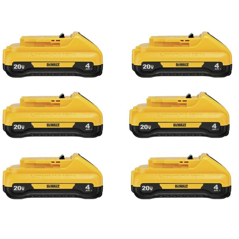 Paquete de baterías compactas DEWALT 20V MAX de iones de litio de 4.0Ah (paquete de 6) - DCB240-6