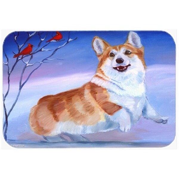 Carolines Treasures Carolines Treasures 7328LCB Corgi Snow Cardinal Glass Cutting Board; Large - 7328LCB