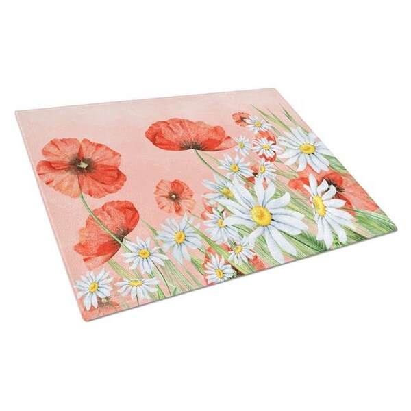 Carolines Treasures Carolines Treasures BB7448LCB Poppies & Chamomiles Glass Cutting Board - Large - BB7448LCB