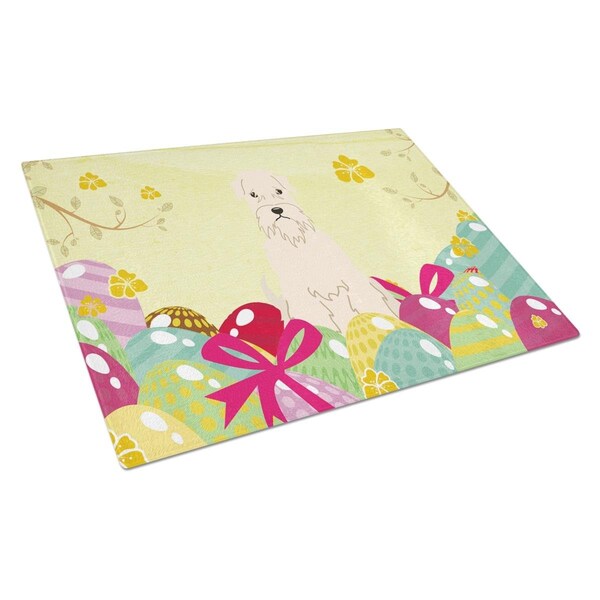 Carolines Treasures Easter Eggs Soft Coated Wheaten Terrier Glass Cutting Board Large - BB6061LCB