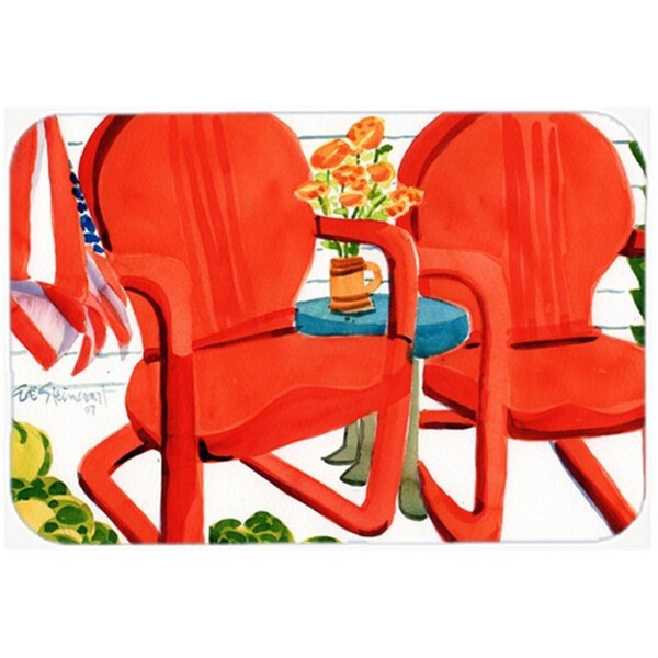 Carolines Treasures 6140LCB Red Chairs Patio View Glass Cutting Board, Large - 6140LCB