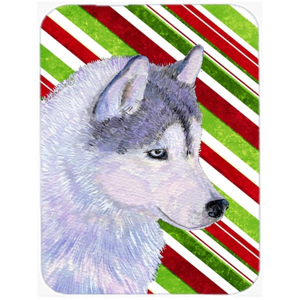 Carolines Treasures 15 x 12 in. Siberian Husky Candy Cane Holiday Christmas Glass Cutting Board - Large - SS4533LCB