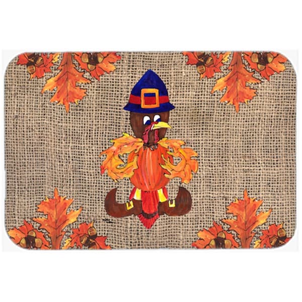 Carolines Treasures 15 x 12 in. Thanksgiving Turkey Pilgrim Fleur de lis Glass Cutting Board- Large - 8743LCB