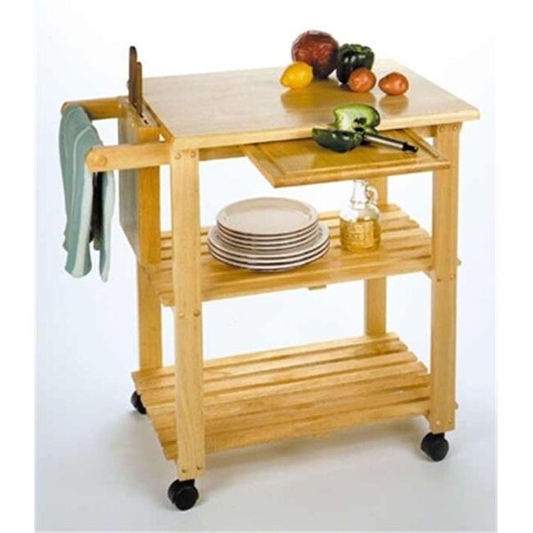 Doba-Bnt Kitchen Cart with Cutting Board Knife Block and Shelves- Beech - SA143198