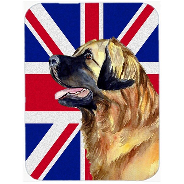 Carolines Treasures Leonberger With English Union Jack British Flag Glass Cutting Board - Large - LH9500LCB