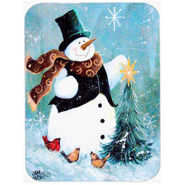 Carolines Treasures PJC1008LCB Christmas Tree Friends Snowman Glass Cutting Board, Large - PJC1008LCB