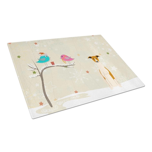 Carolines Treasures Christmas Presents Between Friends Whippet Glass Cutting Board, Large - BB2571LCB