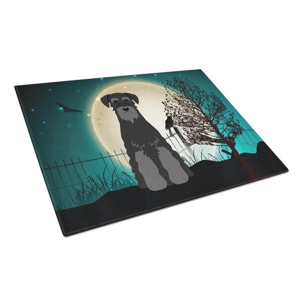 Carolines Treasures Halloween Scary Standard Schnauzer Black Glass Cutting Board, Large - BB2222LCB