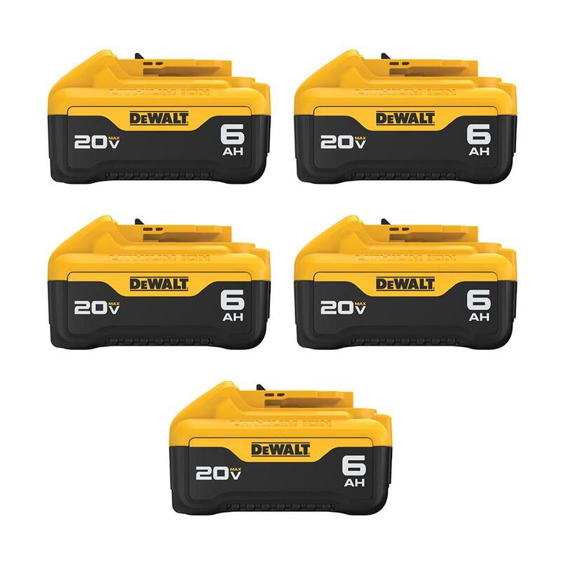 Batería de iones de litio premium DEWALT 20V MAX 6.0Ah (paquete de 5) - DCB206-5