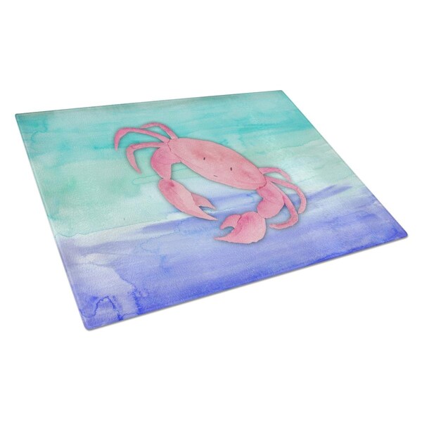 Carolines Treasures Crab Watercolor Glass Cutting Board Large - BB7420LCB