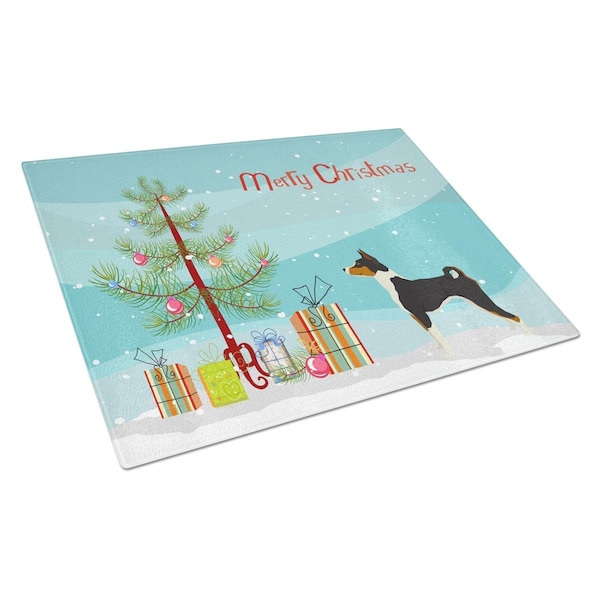 Carolines Treasures Basenji Christmas Tree Glass Cutting Board Large - CK3517LCB