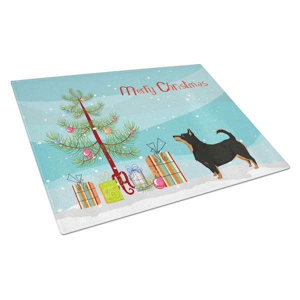 Carolines Treasures Lancashire Terrier Christmas Tree Glass Cutting Board Large - CK3550LCB