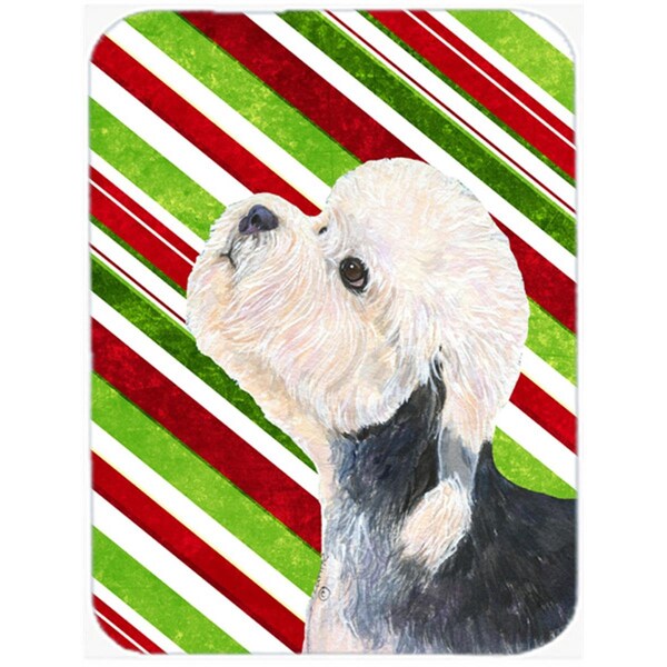 Carolines Treasures Dandie Dinmont Terrier Candy Cane Holiday Christmas Glass Cutting Board - Large - SS4572LCB