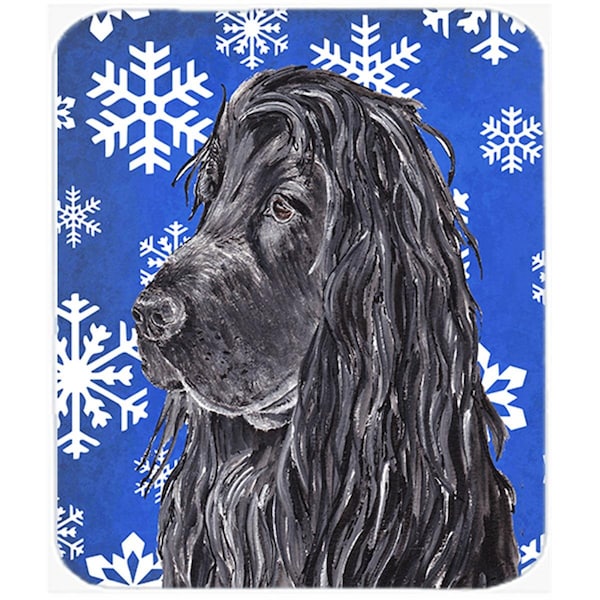 Carolines Treasures 15 x 12 in. English Cocker Spaniel Blue Snowflake Winter Glass Cutting Board- Large - SC9597LCB