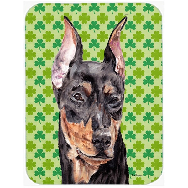 Carolines Treasures German Pinscher Large Size Lucky Shamrock St. Patricks Day Glass Cutting Board - SC9740LCB
