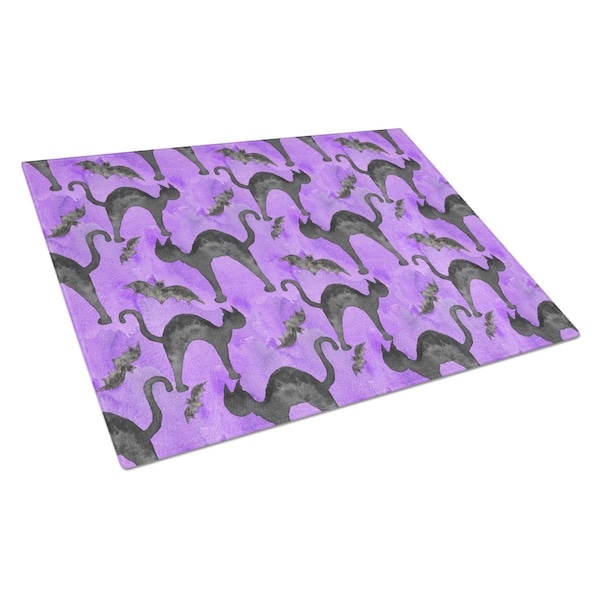 Carolines Treasures Watecolor Halloween Black Cats on Purple Glass Cutting Board, Large - BB7528LCB