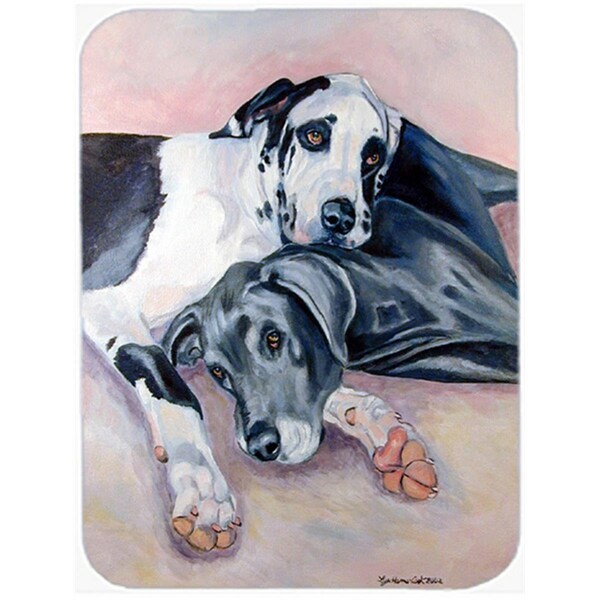 Carolines Treasures Harlequin and Bule Natural Great Danes Glass Cutting Board - Large, 15 x 12 in. - CA67267