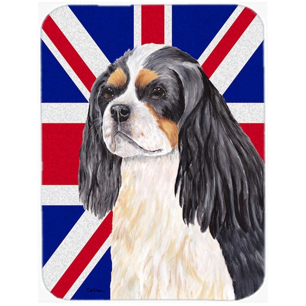 Carolines Treasures Cavalier Spaniel With English Union Jack British Flag Glass Cutting Board - Large - SC9848LCB