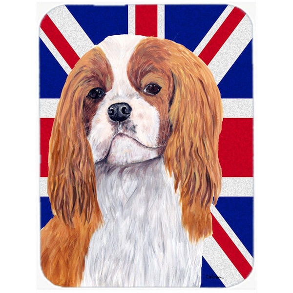 Carolines Treasures Cavalier Spaniel With English Union Jack British Flag Glass Cutting Board - Large - SC9851LCB