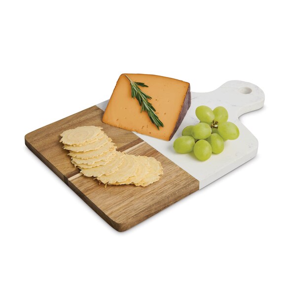 Hic Kitchen Maison du Fromage Rectangular Cultured Marble & Acacia Wood Cheese Board - 22187