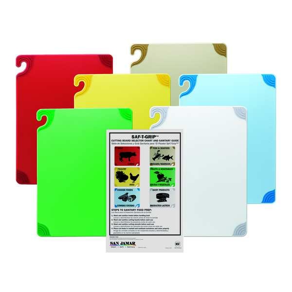 San Jamar Cutting Board Set, 15x20, 6 Boards - CBG1520KC