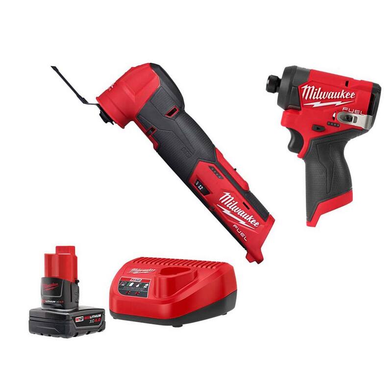 Milwaukee M12 FUEL 12-Volt Lithium-Ion Inalámbrica Oscilante Multi-Herramienta y M12 FUEL 1/4 pulg Hex Impact Driver con Batería y Cargador - 48-59-2440-2526-20-3453-20