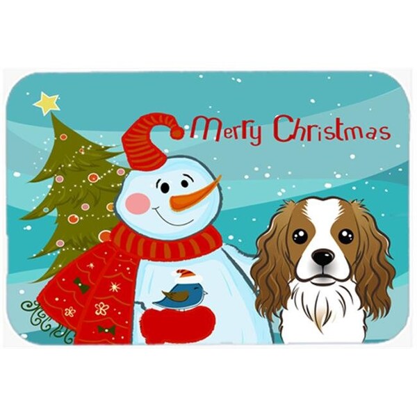 Carolines Treasures Carolines Treasures BB1844LCB Snowman With Cavalier Spaniel Glass Cutting Board; Large - BB1844LCB