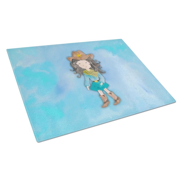 Carolines Treasures Cowgirl Watercolor Glass Cutting Board Large - BB7367LCB