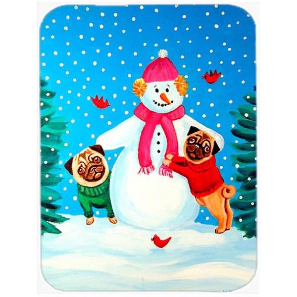 Carolines Treasures Carolines Treasures 7115LCB Snowman with Pug Glass Cutting Board - Large; 15 x 12 in. - 7115LCB