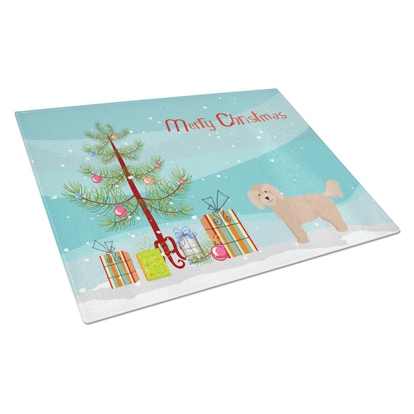 Carolines Treasures Bichpoo Christmas Tree Glass Cutting Board Large - CK3806LCB