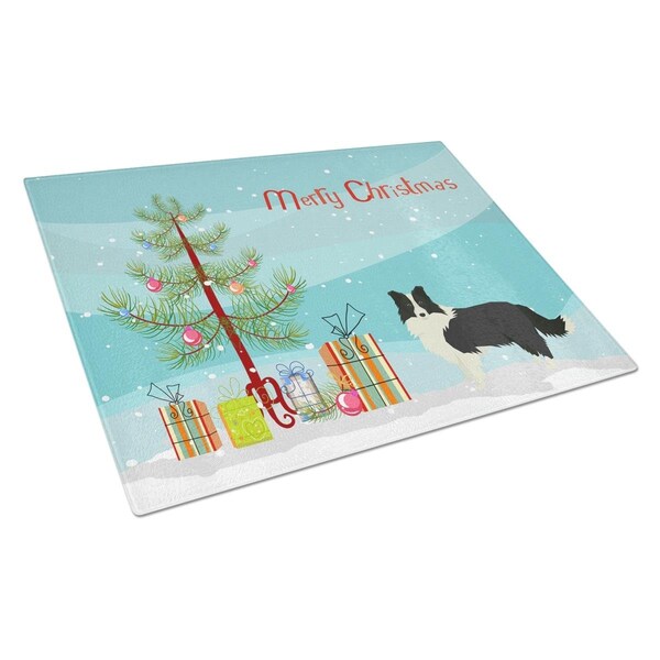 Carolines Treasures Border Collie Christmas Tree Glass Cutting Board Large - CK3522LCB