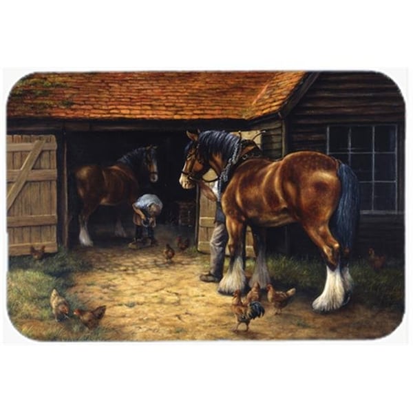 Carolines Treasures Carolines Treasures BDBA0086LCB Horse & the Blacksmith by Daphne Baxter Glass Large Cutting Board - BDBA0086LCB