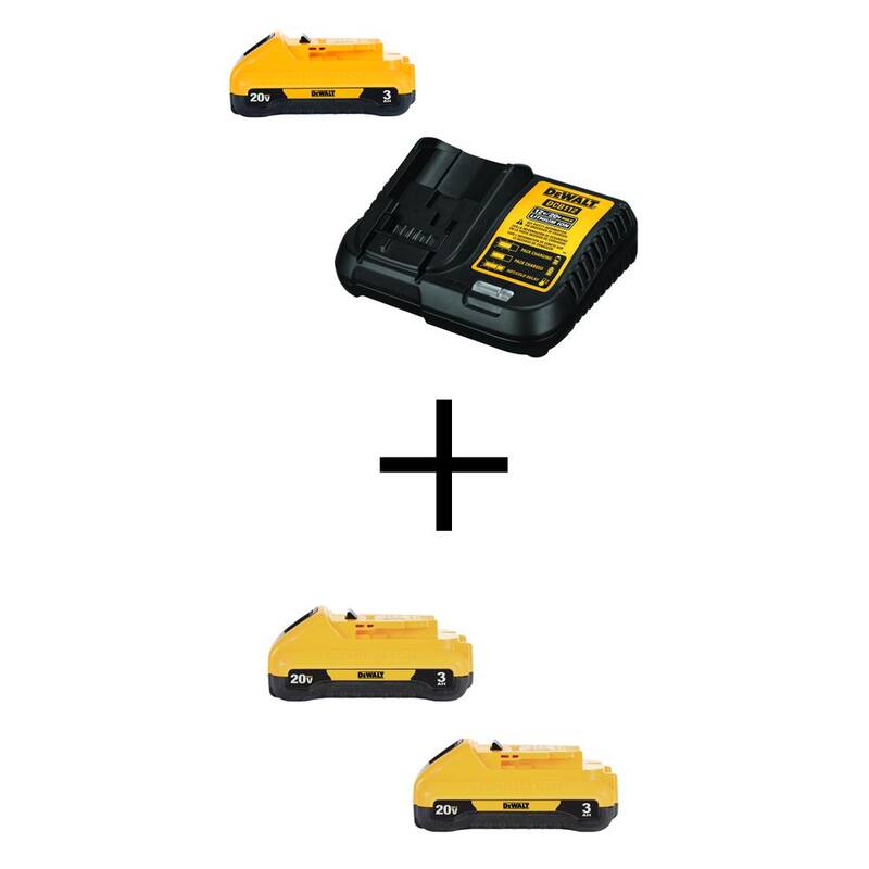 Paquete de baterías de iones de litio compactas DEWALT 20V MAX de 3.0Ah (paquete de 3) con cargador de 12 a 20 voltios MAX - DCB230CWCB230-2