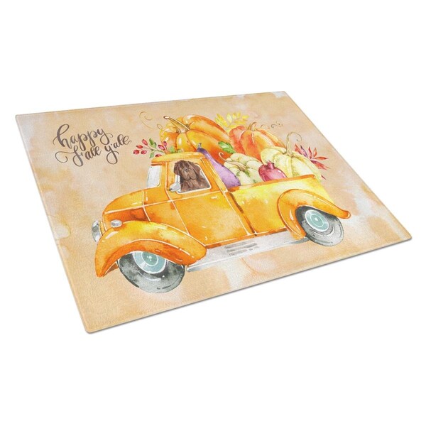 Carolines Treasures Fall Harvest Newfoundland Glass Cutting Board Large - CK2628LCB