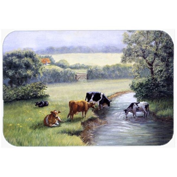 Carolines Treasures Carolines Treasures BDBA0350LCB Cows Drinking at the Creek Bank Glass Large Cutting Board - BDBA0350LCB