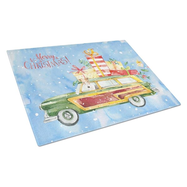 Carolines Treasures Merry Christmas Fox Terrier Glass Cutting Board Large - CK2430LCB