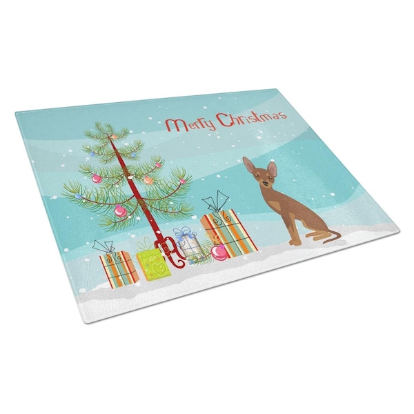 Carolines Treasures Brown Prague Ratter Christmas Tree Glass Cutting Board Large - CK3508LCB