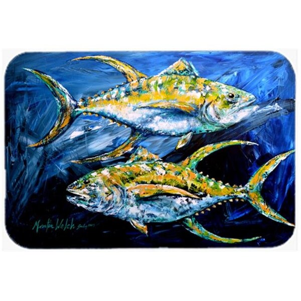 Carolines Treasures Carolines Treasures MW1125LCB Fish - Tuna Tuna Blue Glass Cutting Board - Large - MW1125LCB