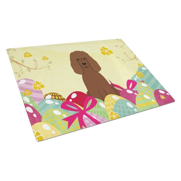 Carolines Treasures Easter Eggs Irish Water Spaniel Glass Cutting Board Large - BB6063LCB