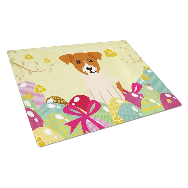 Carolines Treasures Easter Eggs Jack Russell Terrier Glass Cutting Board Large - BB6108LCB