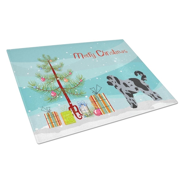 Carolines Treasures Aussiedoodle No.2 Christmas Tree Glass Cutting Board Large - CK3801LCB
