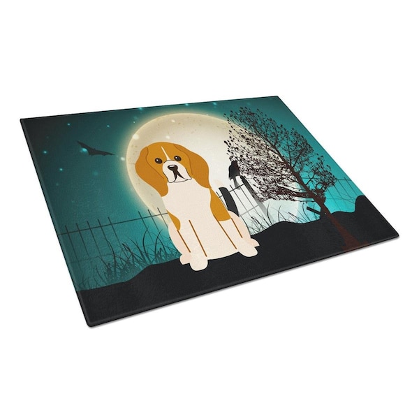 Carolines Treasures Halloween Scary Beagle Tricolor Glass Cutting Board, Large - BB2230LCB