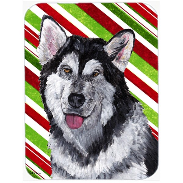 Carolines Treasures Alaskan Malamute Candy Cane Holiday Christmas Glass Cutting Board - Large - SC9490LCB