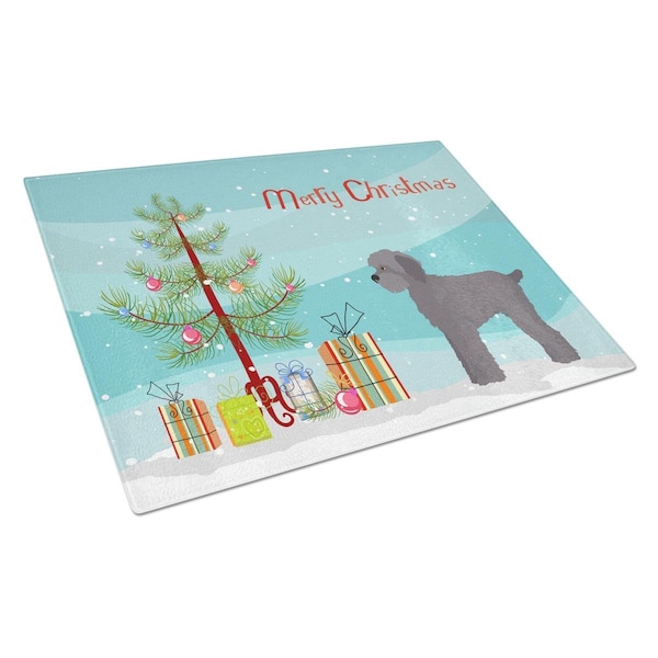 Carolines Treasures Grey Schnoodle Christmas Tree Glass Cutting Board Large - CK3865LCB